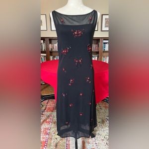 Vintage Vivienne Tam hand-beaded mesh midi-dress. Size 2/medium.